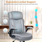 Sedia da ufficio ergonomica con poggiatesta, supporto lombare e cuscino del sedile regolabili, sedia da scrivania in pelle con funzione reclinabile per l'home office