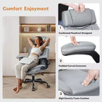 Sedia da ufficio ergonomica con poggiatesta, supporto lombare e cuscino del sedile regolabili, sedia da scrivania in pelle con funzione reclinabile per l'home office