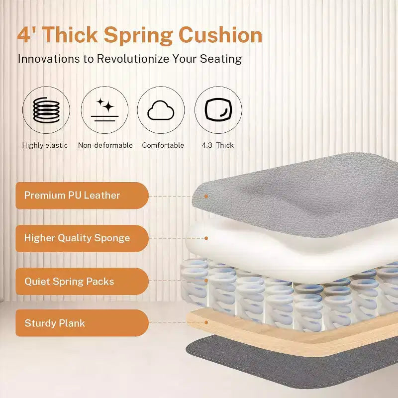 Sedia da ufficio ergonomica con poggiatesta, supporto lombare e cuscino del sedile regolabili, sedia da scrivania in pelle con funzione reclinabile per l'home office