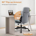 Sedia da ufficio ergonomica con poggiatesta, supporto lombare e cuscino del sedile regolabili, sedia da scrivania in pelle con funzione reclinabile per l'home office