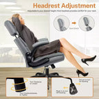 Sedia da ufficio ergonomica con poggiatesta, supporto lombare e cuscino del sedile regolabili, sedia da scrivania in pelle con funzione reclinabile per l'home office