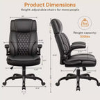 Sedia da ufficio ergonomica con poggiatesta, supporto lombare e cuscino del sedile regolabili, sedia da scrivania in pelle con funzione reclinabile per l'home office