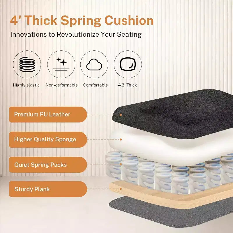 Sedia da ufficio ergonomica con poggiatesta, supporto lombare e cuscino del sedile regolabili, sedia da scrivania in pelle con funzione reclinabile per l'home office
