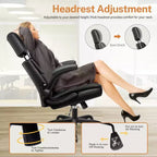 Sedia da ufficio ergonomica con poggiatesta, supporto lombare e cuscino del sedile regolabili, sedia da scrivania in pelle con funzione reclinabile per l'home office