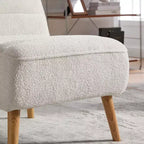 Poltrona moderna senza braccioli con gambe in legno di gomma, sedia slipper rivestita in ciniglia per soggiorno, camera da letto o angolo lettura-Panipeachy