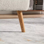 Poltrona moderna senza braccioli con gambe in legno di gomma, sedia slipper rivestita in ciniglia per soggiorno, camera da letto o angolo lettura-Panipeachy