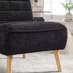 Poltrona moderna senza braccioli con gambe in legno di gomma, sedia slipper rivestita in ciniglia per soggiorno, camera da letto o angolo lettura-Panipeachy