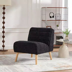 Modern Armless Accent Chair with Rubberwood Legs, Chenille Upholstered Slipper Chair for Living Room, Bedroom, or Reading Nook-Panipeachy