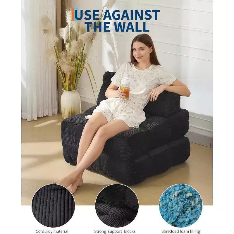 Acekool Divano Letto Pieghevole, Poltrona Letto Convertibile con Cuscino e Tasca Laterale, Design con Materasso Richiudibile, Lettino da Terra Portatile per Piccoli Spazi