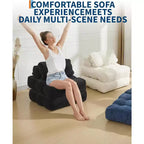 Acekool Divano Letto Pieghevole, Poltrona Letto Convertibile con Cuscino e Tasca Laterale, Design con Materasso Richiudibile, Lettino da Terra Portatile per Piccoli Spazi