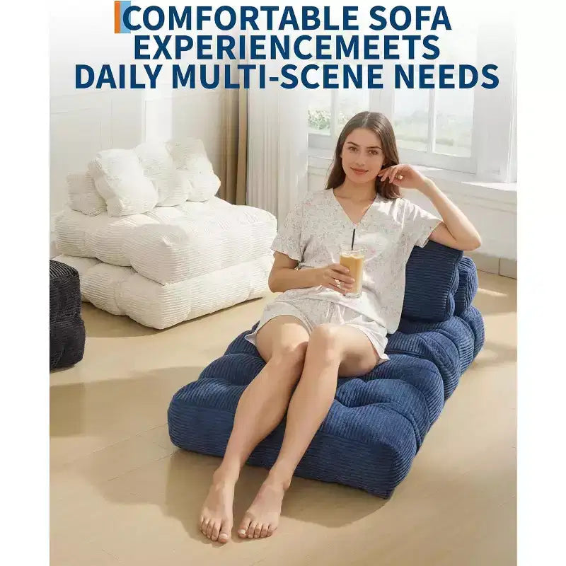 Acekool Divano Letto Pieghevole, Poltrona Letto Convertibile con Cuscino e Tasca Laterale, Design con Materasso Richiudibile, Lettino da Terra Portatile per Piccoli Spazi
