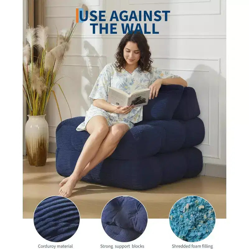Acekool Divano Letto Pieghevole, Poltrona Letto Convertibile con Cuscino e Tasca Laterale, Design con Materasso Richiudibile, Lettino da Terra Portatile per Piccoli Spazi