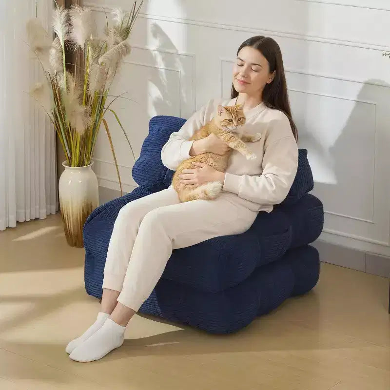 Acekool Divano Letto Pieghevole, Poltrona Letto Convertibile con Cuscino e Tasca Laterale, Design con Materasso Richiudibile, Lettino da Terra Portatile per Piccoli Spazi
