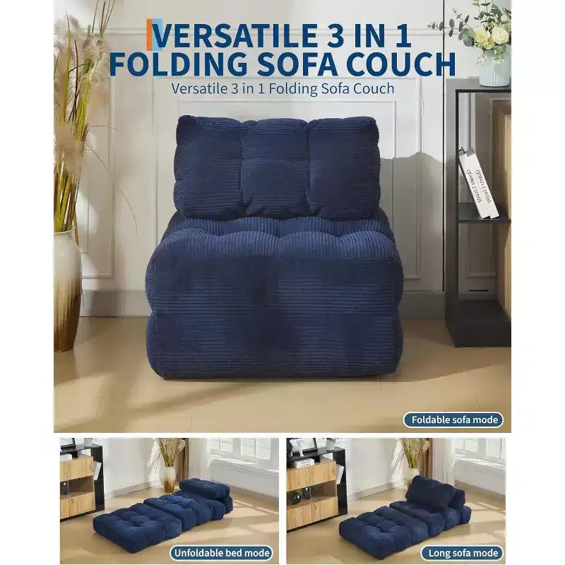 Acekool Divano Letto Pieghevole, Poltrona Letto Convertibile con Cuscino e Tasca Laterale, Design con Materasso Richiudibile, Lettino da Terra Portatile per Piccoli Spazi