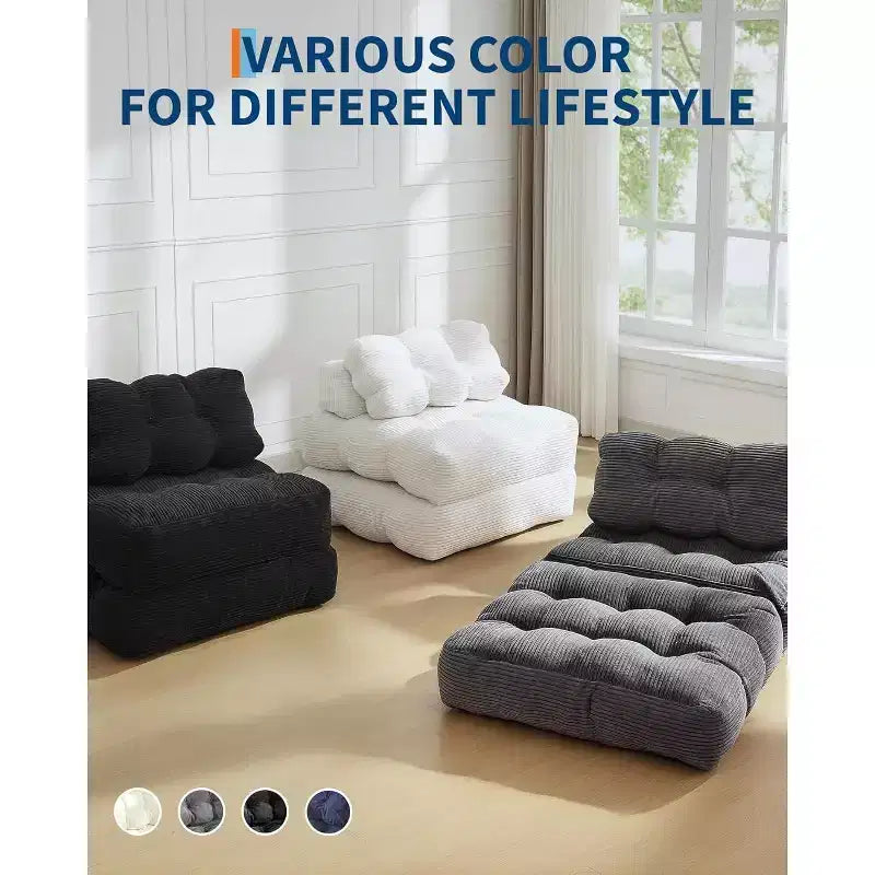 Acekool Divano Letto Pieghevole, Poltrona Letto Convertibile con Cuscino e Tasca Laterale, Design con Materasso Richiudibile, Lettino da Terra Portatile per Piccoli Spazi