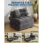 Acekool Divano Letto Pieghevole, Poltrona Letto Convertibile con Cuscino e Tasca Laterale, Design con Materasso Richiudibile, Lettino da Terra Portatile per Piccoli Spazi