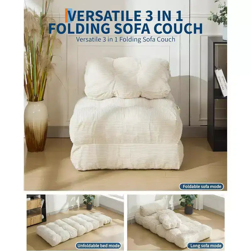 Acekool Divano Letto Pieghevole, Poltrona Letto Convertibile con Cuscino e Tasca Laterale, Design con Materasso Richiudibile, Lettino da Terra Portatile per Piccoli Spazi