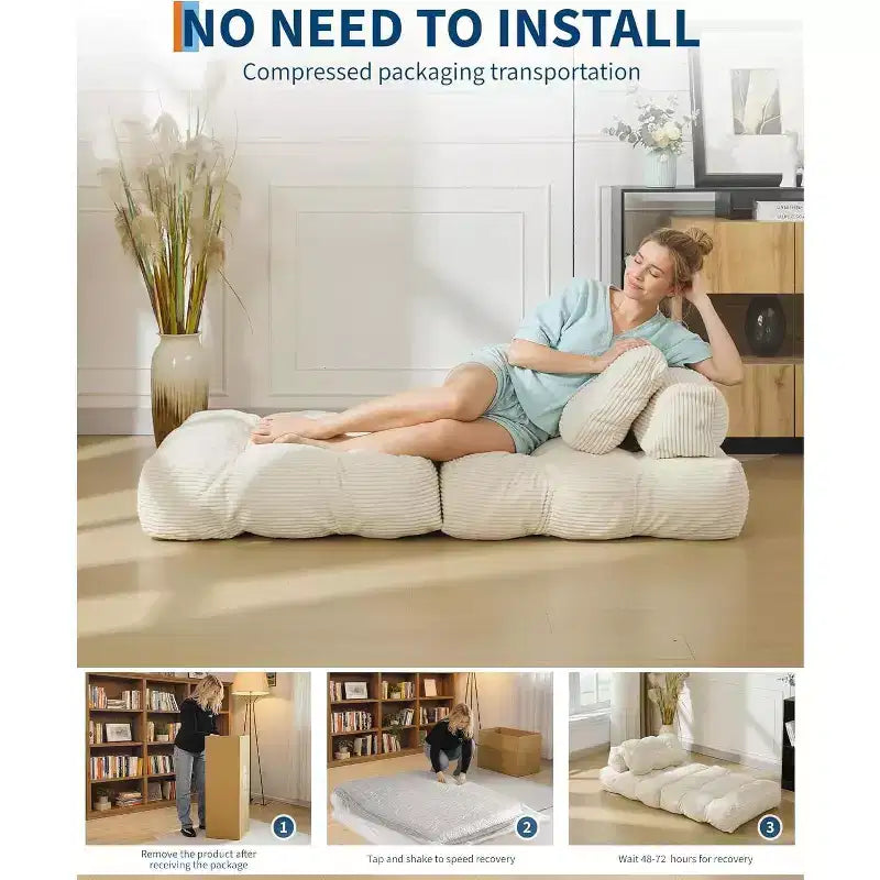 Acekool Divano Letto Pieghevole, Poltrona Letto Convertibile con Cuscino e Tasca Laterale, Design con Materasso Richiudibile, Lettino da Terra Portatile per Piccoli Spazi
