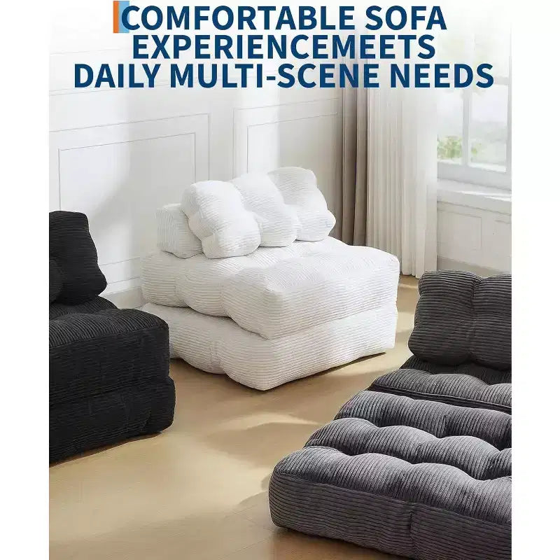 Acekool Divano Letto Pieghevole, Poltrona Letto Convertibile con Cuscino e Tasca Laterale, Design con Materasso Richiudibile, Lettino da Terra Portatile per Piccoli Spazi