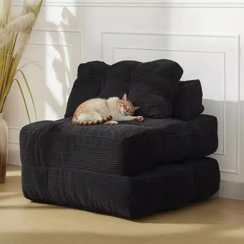Acekool Divano Letto Pieghevole, Poltrona Letto Convertibile con Cuscino e Tasca Laterale, Design con Materasso Richiudibile, Lettino da Terra Portatile per Piccoli Spazi