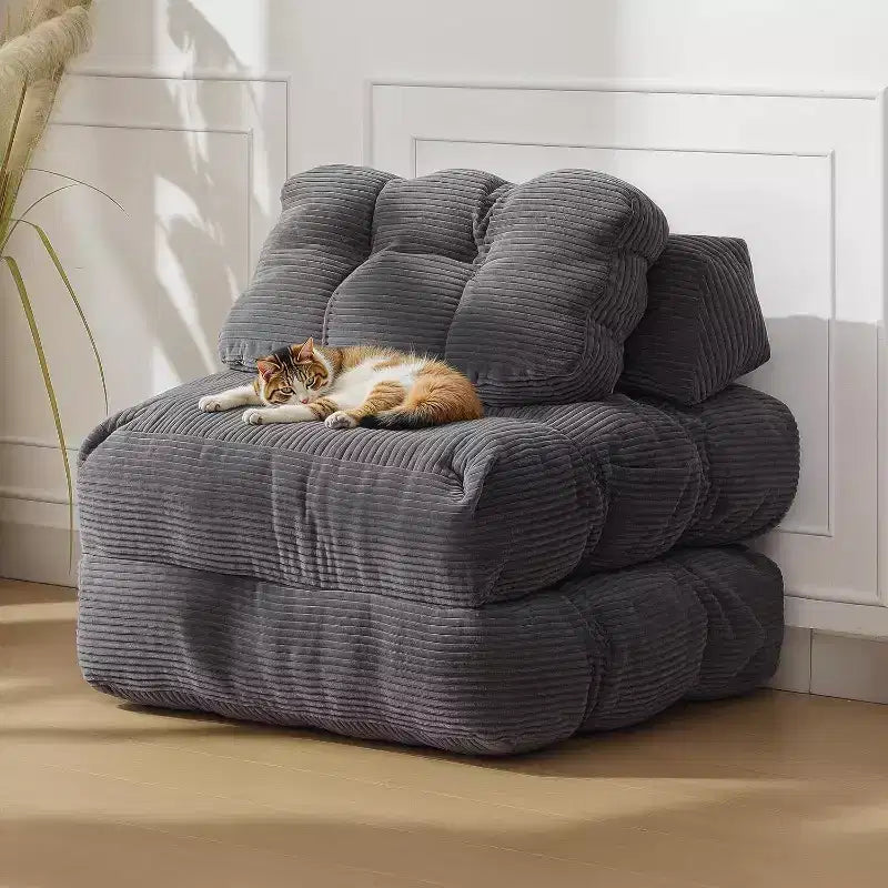Acekool Divano Letto Pieghevole, Poltrona Letto Convertibile con Cuscino e Tasca Laterale, Design con Materasso Richiudibile, Lettino da Terra Portatile per Piccoli Spazi