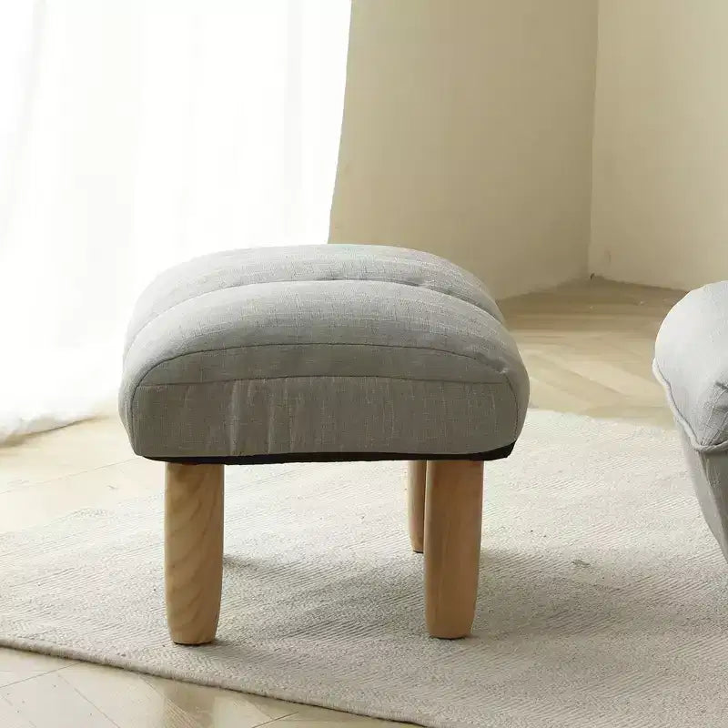Poggiapiedi Pouf con Tessuto in Lino, Piccolo Poggiapiedi in Schiuma per Soggiorno Camera da Letto, Seduta Extra e Poggiapiedi