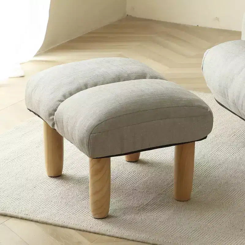 Poggiapiedi Pouf con Tessuto in Lino, Piccolo Poggiapiedi in Schiuma per Soggiorno Camera da Letto, Seduta Extra e Poggiapiedi
