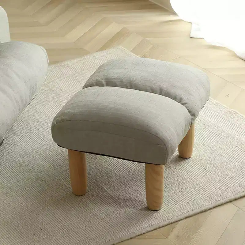 Poggiapiedi Pouf con Tessuto in Lino, Piccolo Poggiapiedi in Schiuma per Soggiorno Camera da Letto, Seduta Extra e Poggiapiedi