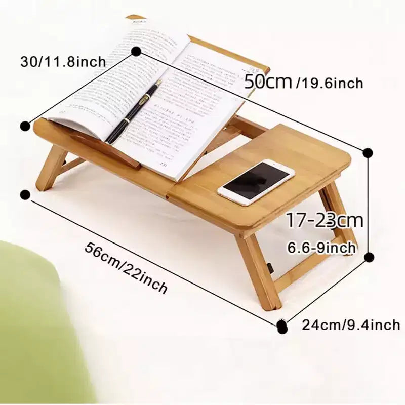 Tavolino da letto in bambù, regolabile in altezza e angolazione, con gambe pieghevoli, Portatile per lavorare, scrivere, disegnare, leggere a letto o a terra