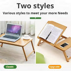 Tavolino da letto in bambù, regolabile in altezza e angolazione, con gambe pieghevoli, Portatile per lavorare, scrivere, disegnare, leggere a letto o a terra