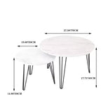 Set di 2 tavolini da caffè rotondi impilabili, piano in finto marmo da 60 cm con struttura in metallo, tavolini in legno per soggiorno