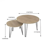 Set di 2 tavolini da caffè rotondi impilabili, piano in finto marmo da 60 cm con struttura in metallo, tavolini in legno per soggiorno