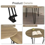 Set di 2 tavolini da caffè rotondi impilabili, piano in finto marmo da 60 cm con struttura in metallo, tavolini in legno per soggiorno