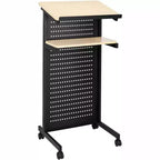 VINGLI Mobile Lectern Podium, Portable Lecture Speech Platform for Classroom, Multi-Function Laptop Desk with Edge Stopper