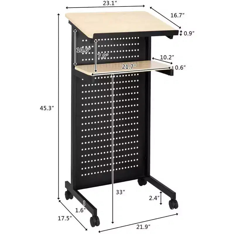 VINGLI Leggio mobile, podio portatile per discorsi in aula, scrivania multi-funzione per laptop con fermo laterale