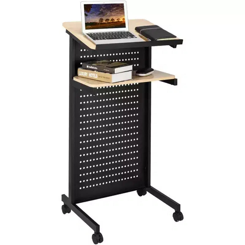 VINGLI Leggio mobile, podio portatile per discorsi in aula, scrivania multi-funzione per laptop con fermo laterale
