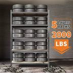 Storage Shelves, Metal Shelving Unit  4 Pack 5 Tier Heavy Duty Adjustable Garage Shelves 72H x 35.5W x 12D Black