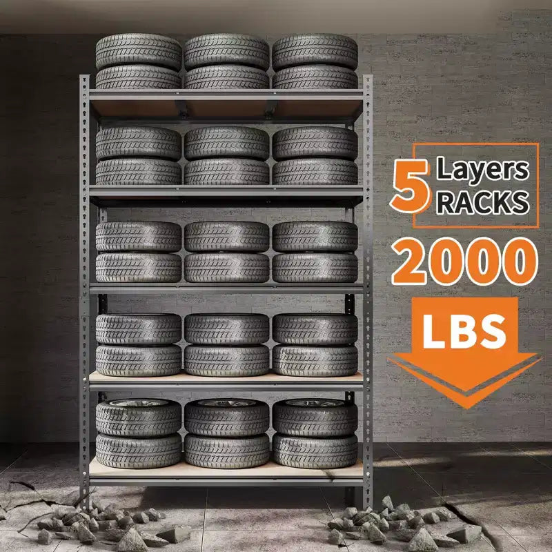 Storage Shelves, Metal Shelving Unit  4 Pack 5 Tier Heavy Duty Adjustable Garage Shelves 72H x 35.5W x 12D Black
