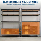 Scaffali portaoggetti, set da 4 scaffali in metallo a 5 ripiani, resistenti, regolabili, per garage, 183A x 90L x 30P cm, Neri