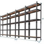 Scaffali portaoggetti, set da 4 scaffali in metallo a 5 ripiani, resistenti, regolabili, per garage, 183A x 90L x 30P cm, Neri