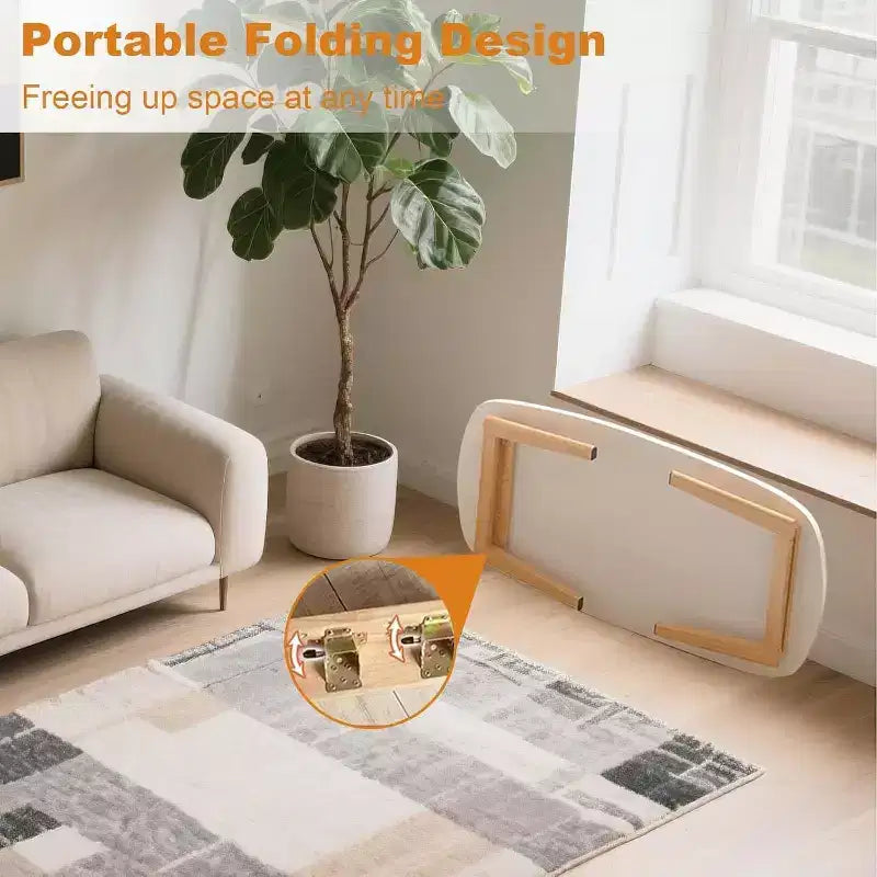 Tavolino Pieghevole in Legno, 100x50 cm, Tavolo Pieghevole per Laptop e Studio per Piccoli Spazi, Scrivania Bassa per Camera da Letto, Ufficio, Appartamento, Dormitorio