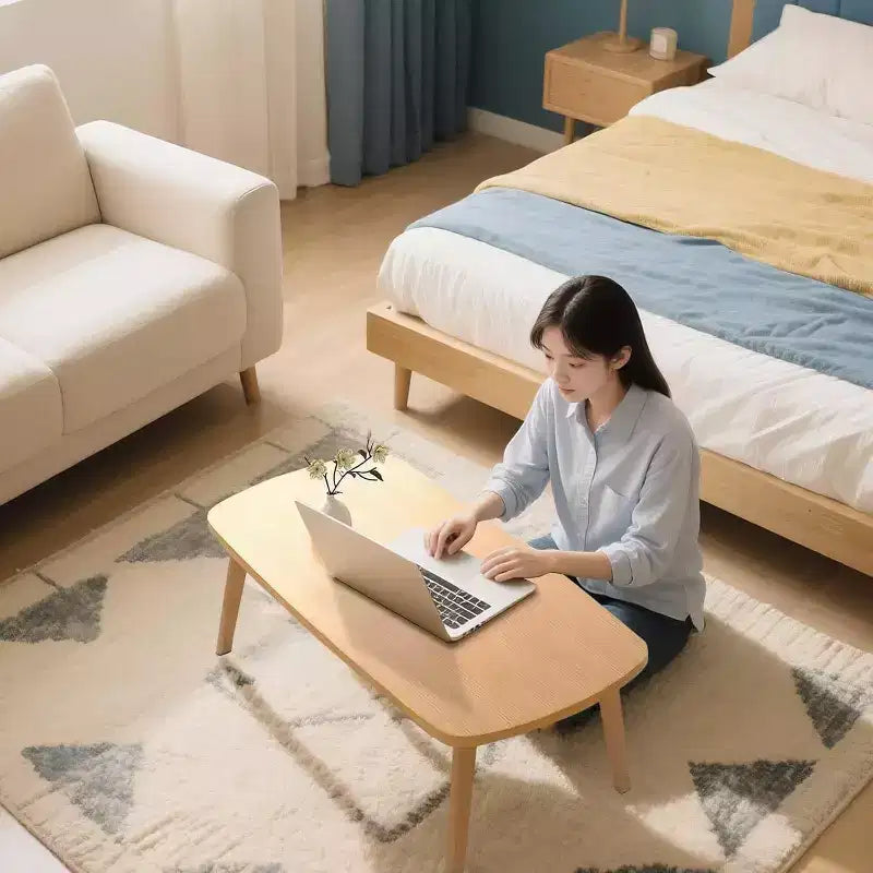 Tavolino Pieghevole in Legno, 100x50 cm, Tavolo Pieghevole per Laptop e Studio per Piccoli Spazi, Scrivania Bassa per Camera da Letto, Ufficio, Appartamento, Dormitorio