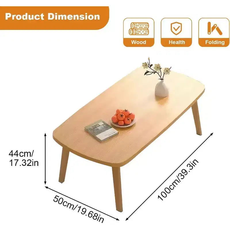 Tavolino Pieghevole in Legno, 100x50 cm, Tavolo Pieghevole per Laptop e Studio per Piccoli Spazi, Scrivania Bassa per Camera da Letto, Ufficio, Appartamento, Dormitorio