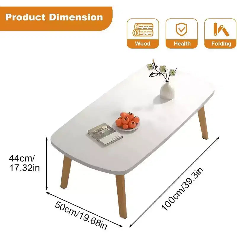 Tavolino Pieghevole in Legno, 100x50 cm, Tavolo Pieghevole per Laptop e Studio per Piccoli Spazi, Scrivania Bassa per Camera da Letto, Ufficio, Appartamento, Dormitorio