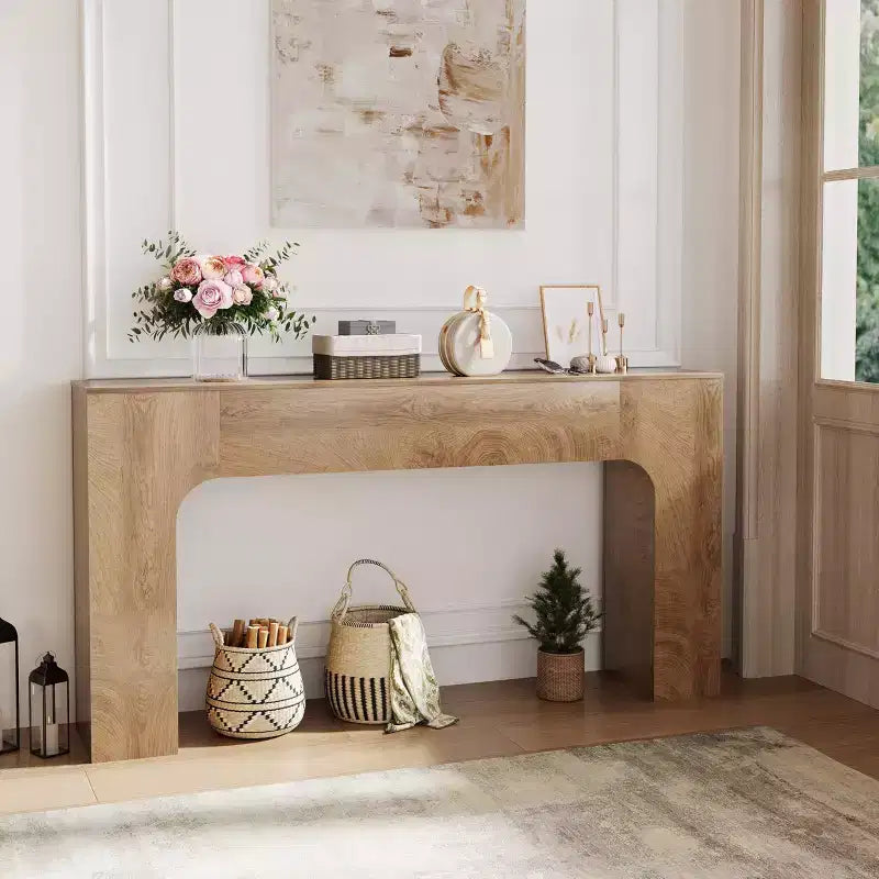 COZONY Tavolo Consolle Lungo, Tavolo da Divano Rustico in Legno per Ingresso, Corridoio e Soggiorno