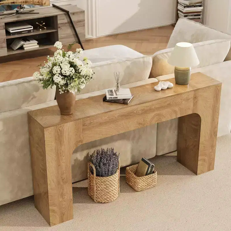 COZONY Tavolo Consolle Lungo, Tavolo da Divano Rustico in Legno per Ingresso, Corridoio e Soggiorno
