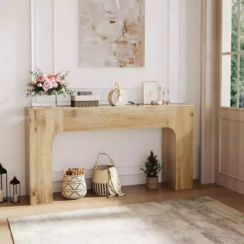 COZONY Tavolo Consolle Lungo, Tavolo da Divano Rustico in Legno per Ingresso, Corridoio e Soggiorno