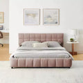MAYEERTY Queen Size Upholsterted Bed Uphlostered Bed Frame Heaboard Solid Bed Frame Drawer for Storage Pink