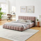 MAYEERTY Letto imbottito Queen Size, giroletto imbottito, testiera, struttura letto solida con cassetto portaoggetti, rosa