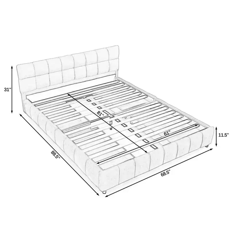 MAYEERTY Letto imbottito Queen Size, giroletto imbottito, testiera, struttura letto solida con cassetto portaoggetti, rosa